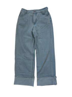 Gilli Blue Pinstripe Wide Leg Pants High Waist Elastic Back Size L